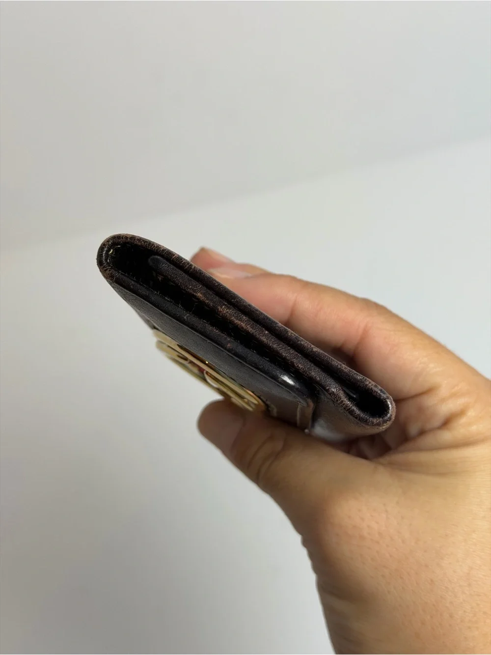 Gucci Vintage Interlocking GG Web Stripe Brown Leather Key Holder Case